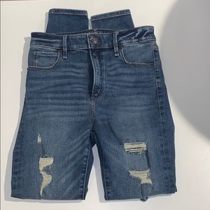 Abercrombie & Fitch A&F high rise ripped jeans size 0 distressed